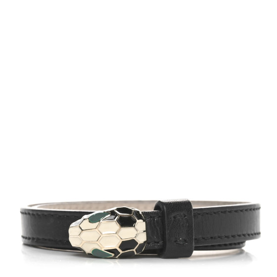 Calfskin Serpenti Forever Double Coil Bracelet Black