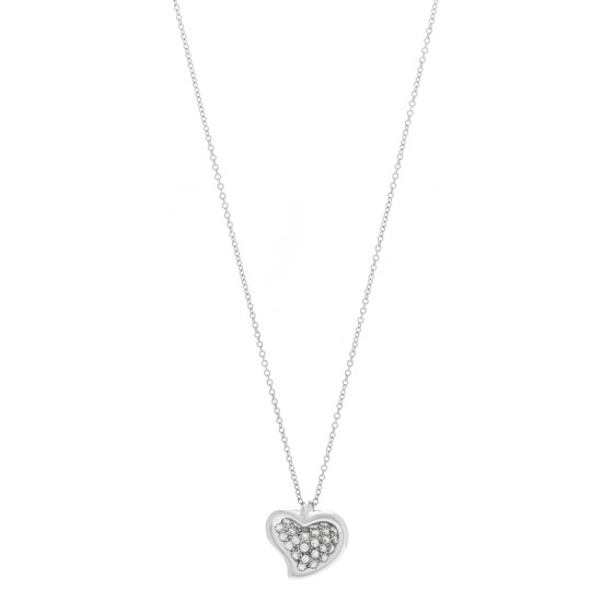 Platinum Diamond Elsa Peretti Full Heart Pendant Necklace