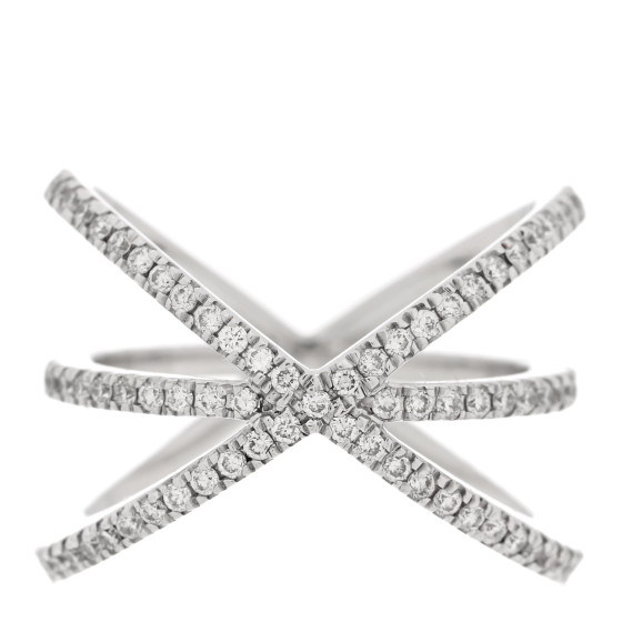 18K White Gold Diamond Double Crisscross Ring 53 6.5
