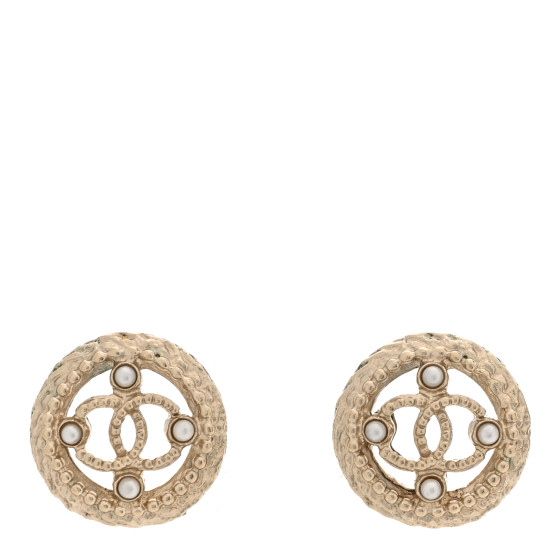 Pearl CC Round Rope Earrings Gold
