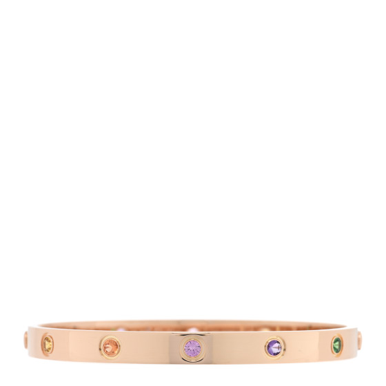 18K Pink Gold Sapphire Garnet Amethyst LOVE Bracelet 18
