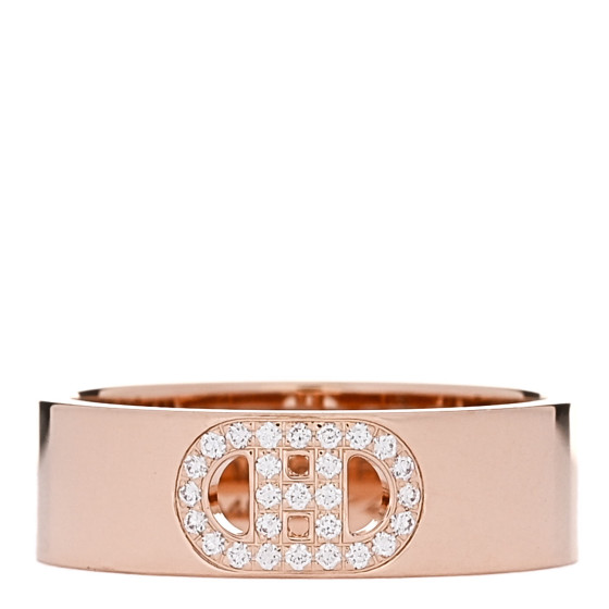 18K Rose Gold Diamond PM H D'Ancre Ring 50 5.25