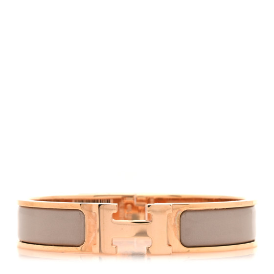 Enamel Narrow Clic Clac H Bracelet PM Marron Glace