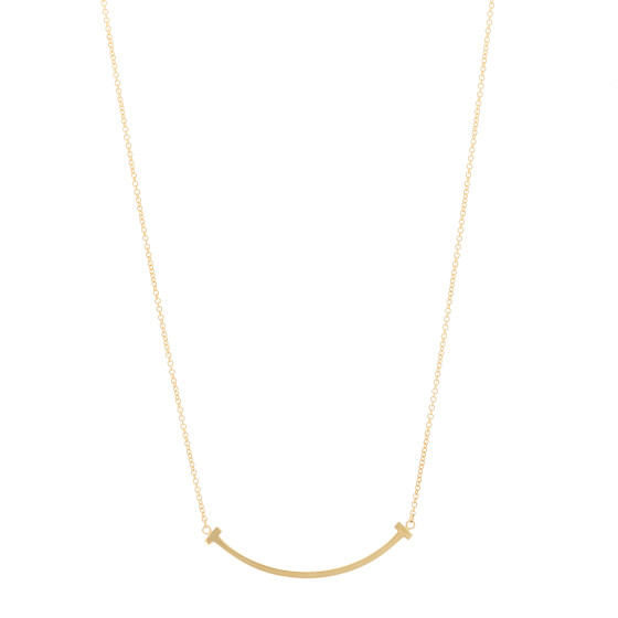18K Yellow Gold Small T Smile Pendant Necklace