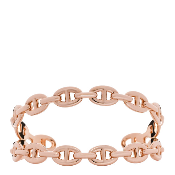 18K Rose Gold Chaine d'Ancre Enchainee Double Cuff Bracelet ST