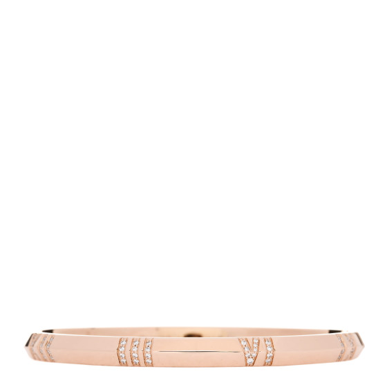 18K Rose Gold Diamond Atlas Closed Narrow Hinged Bangle Bracelet