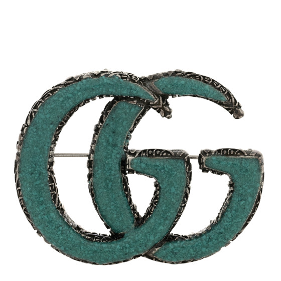 Sterling Silver Enamel GG Brooch Turquoise