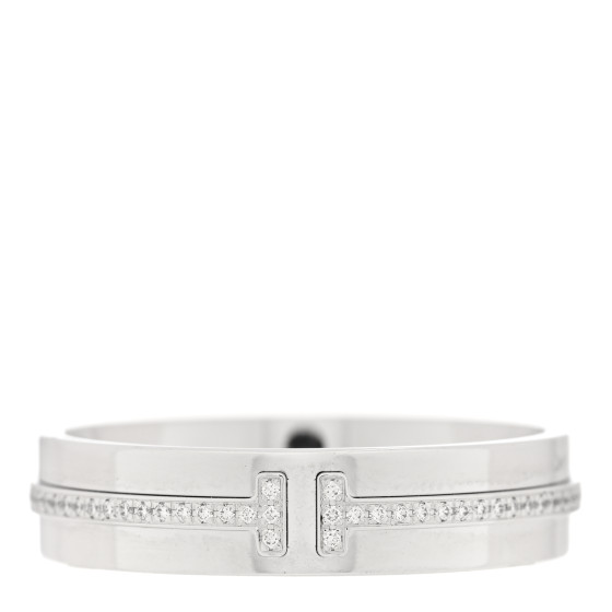 18K White Gold Diamond Wide T Two Ring 67 11.75