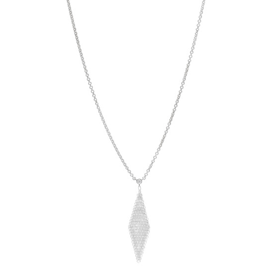 Sterling Silver Diamond Mesh Pendant Necklace