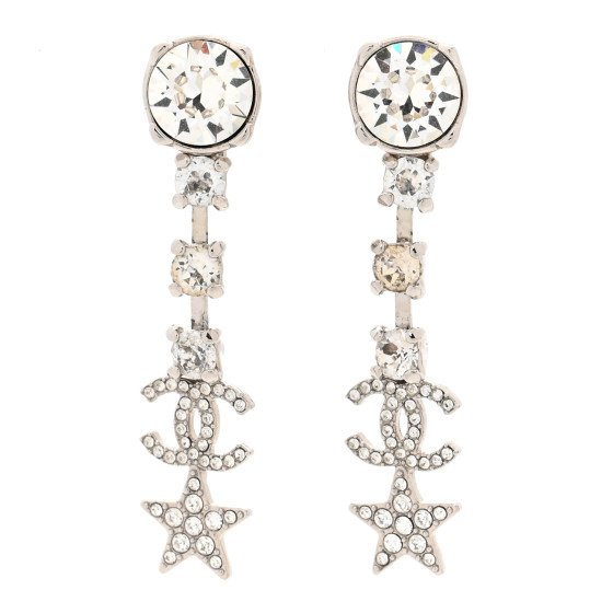 Crystal Starfall Drop CC Earrings Silver