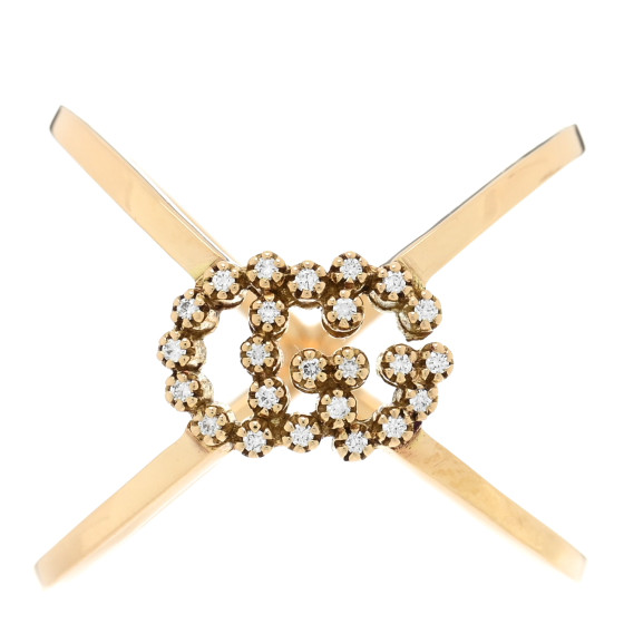 18K Yellow Gold Diamond Running G Cross Ring 50 5.5