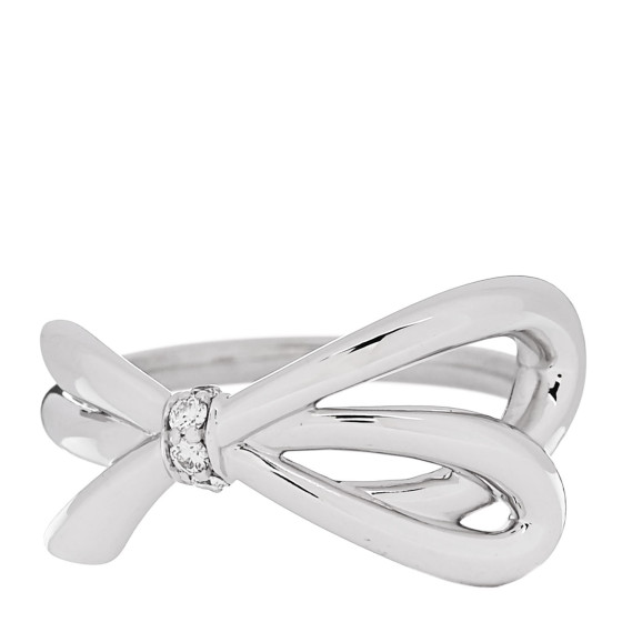 18K White Gold Diamond Bow Ring 49 5