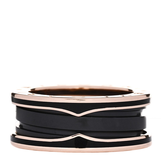 18K Rose Gold Black Ceramic Matte B.Zero1 Two-Band Ring 51 5.75
