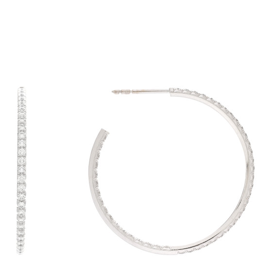 18K White Gold Diamond Large Metro Hoop Earrings