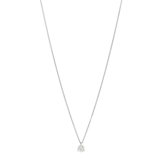 18K White Gold Diamond .92ct Cento Solitaire Pendant Necklace