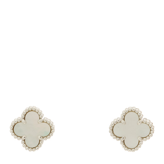 18K White Gold Mother of Pearl Sweet Alhambra Earrings