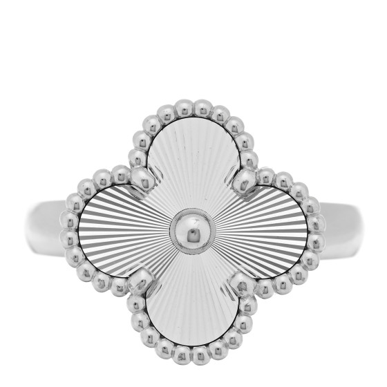 18K White Gold Guilloche Vintage Alhambra Ring 49 5