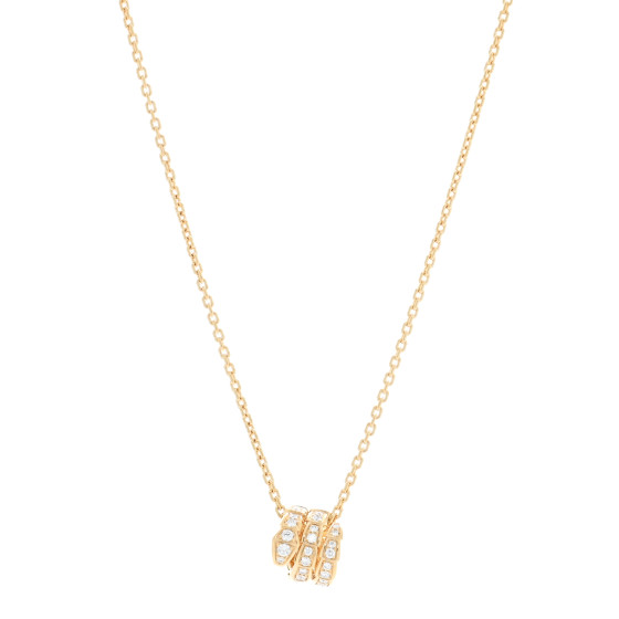 18K Yellow Gold Diamond Serpenti Viper Pave Pendant Necklace