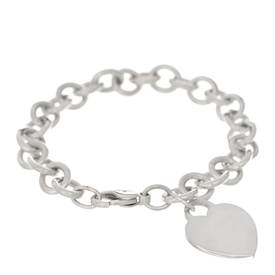 Sterling Silver Heart Tag Charm Bracelet