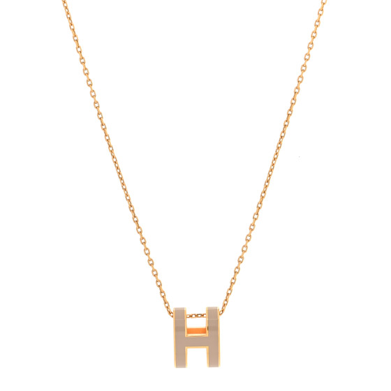 Lacquered Gold Pop H Pendant Necklace Marron Glace