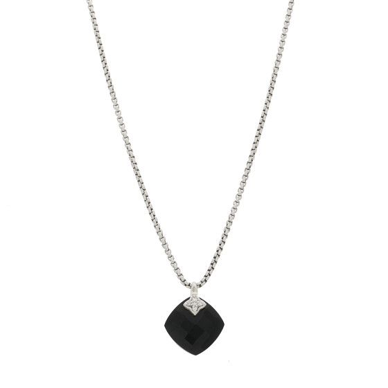 Sterling Silver Diamond Black Onyx Capri Pendant Necklace