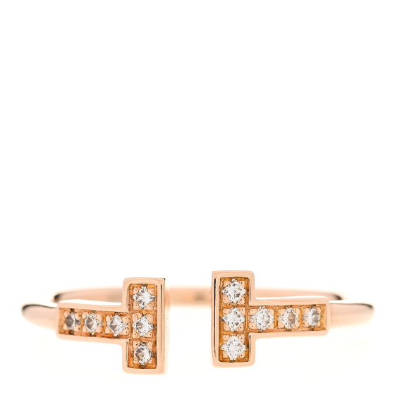 18K Rose Gold Diamond T Wire Ring 58 8.25