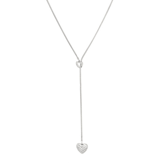 Platinum Diamond Heart Lariat Necklace