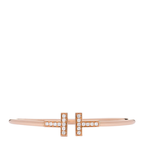 18K Rose Gold Diamond T Wire Bracelet