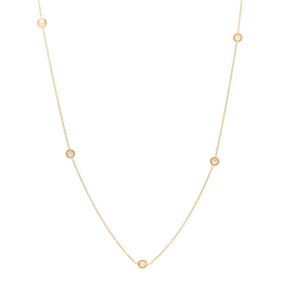 18K Yellow Gold Diamond .23ctw Diamonds By The Inch Five Station Necklace