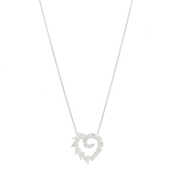 Platinum Diamond Garland Small Heart Pendant Necklace
