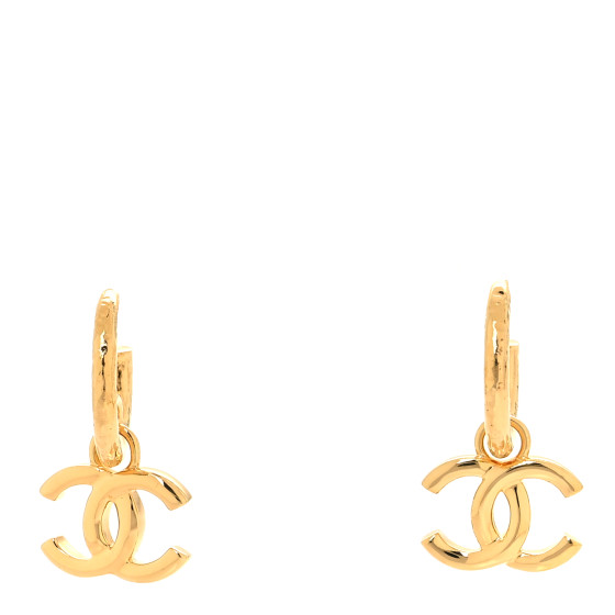 CC Hoop Drop Earrings Gold