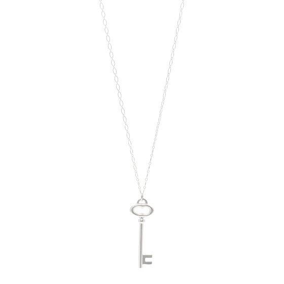 Sterling Silver Oval Key Pendant Necklace