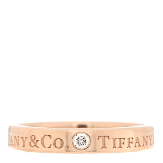 18K Rose Gold Diamond 3mm Logo Band Ring 45 3.25