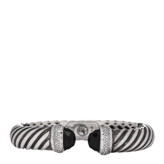 Sterling Silver Diamond Black Onyx 10mm Waverly Bracelet