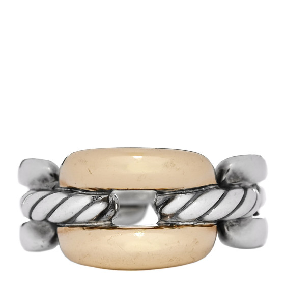 Sterling Silver 18K Yellow Gold 9.5mm Wellesley Chain Link Ring 54 7