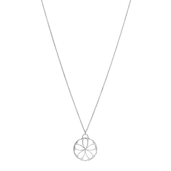 Sterling Silver Diamond Garden Flower Pendant Necklace