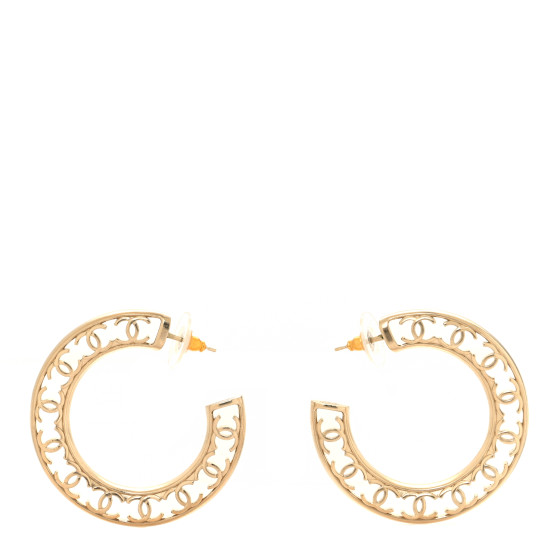 Metal CC Hoop Earrings Gold