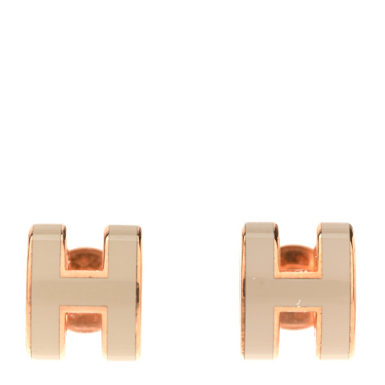 Rose Gold Lacquered Mini Pop H Earrings Marron Glace