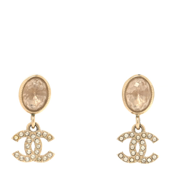 Crystal CC Drop Earrings Gold