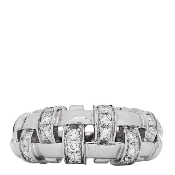 18K White Gold Diamond Vannerie Weave Ring 49 5