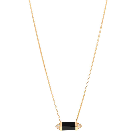 18K Yellow Gold Diamond Black Onyx Les Berlingots de Cartier Medium Necklace