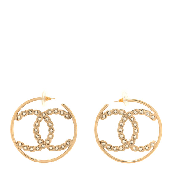 Crystal High Society CC Hoop Earrings Gold