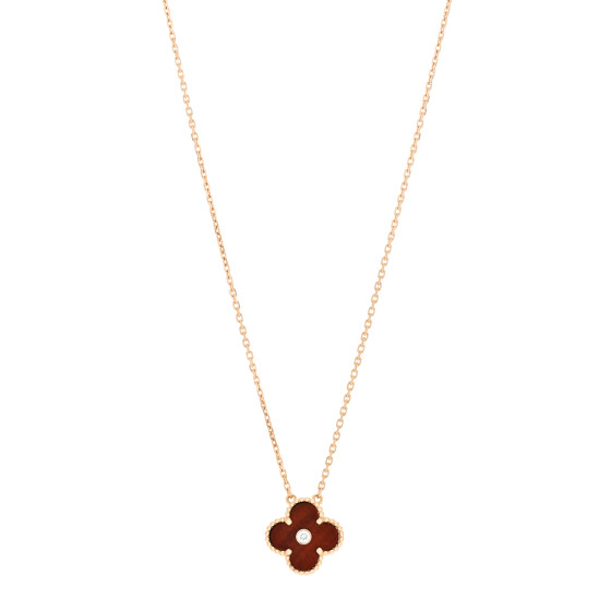 18K Rose Gold Diamond Bulls Eye Vintage Alhambra Pendant Necklace
