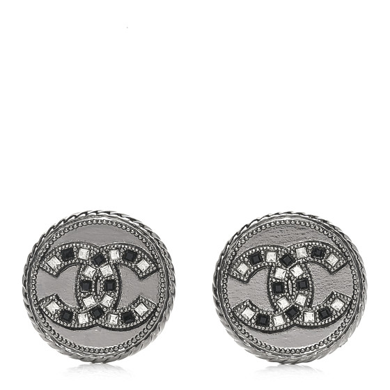 Ruthenium Crystal CC Round Earrings
