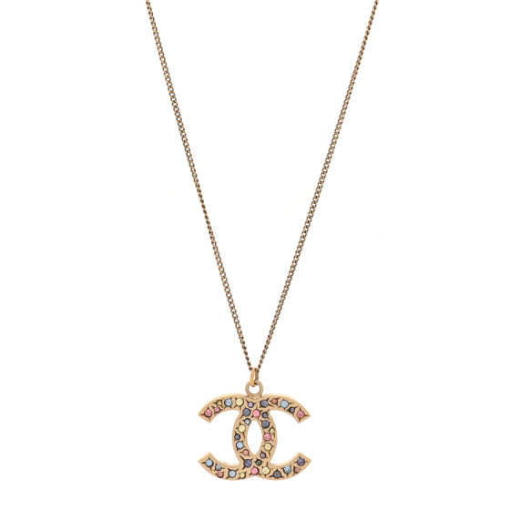 Crystal CC Necklace Light Gold Multicolor