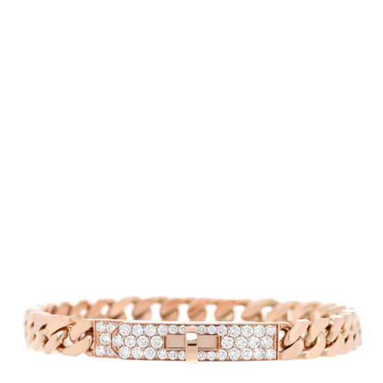 18K Rose Gold Diamond PM Kelly Gourmette Bracelet SH