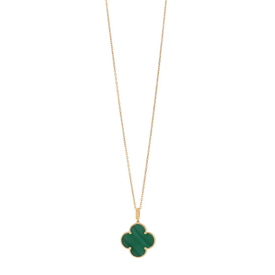 18K Yellow Gold Malachite Magic Alhambra Pendant Necklace