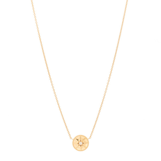 18K Rose Gold Diamond Pink Opal Rose Des Vents Necklace