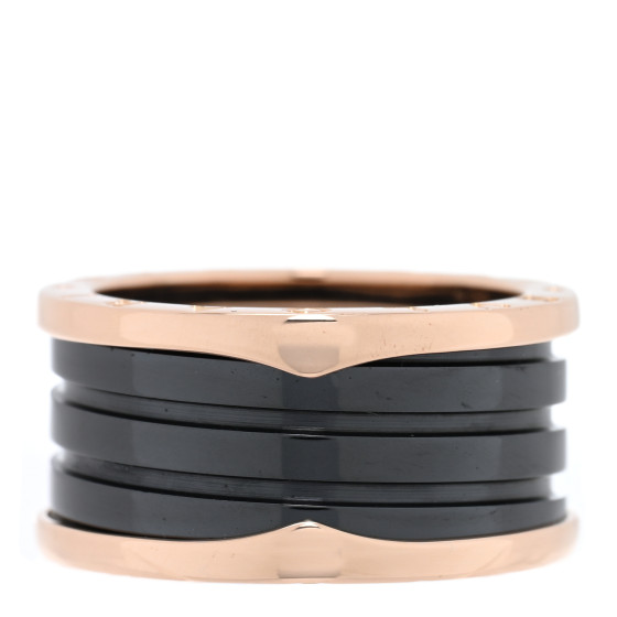 18K Rose Gold Black Ceramic B.Zero1 Four-Band Ring 61 9.5