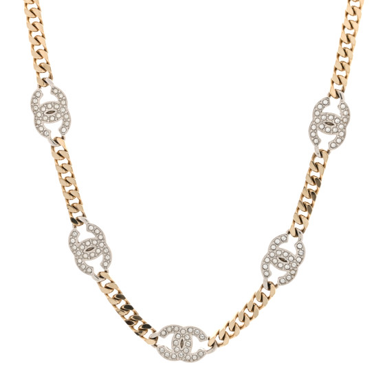 Crystal Chain CC Link Choker Gold Silver